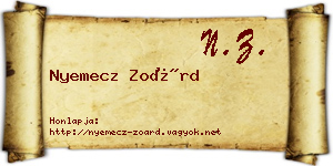 Nyemecz Zoárd névjegykártya